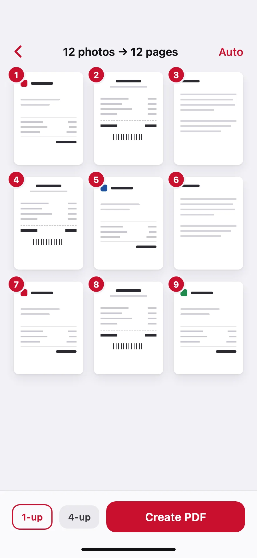 Twelve photos arranged into a twelve-page PDF